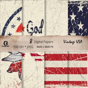 Usa Flag Paper, Digital Paper, Patriotic Papers, American Flag Paper, Scrapbook Paper, Printable Papers, Digital Backgrounds