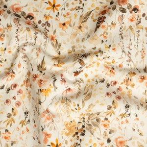 Cotton Jersey Fabric, Ditsy Fall Floral, Stretch Knit Fabric, Dressmaking Fabric