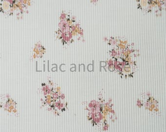 Fine Rib Knit Jersey Fabric, Pink Floral Rib Jersey, Dressmaking Fabric, Floral Rib Knit Jersey