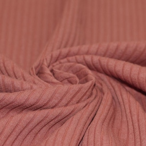 Clay Pink Wide Drop Needle Rib Jersey, Plain Rib Knit Jersey