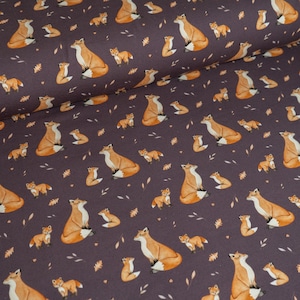 Cotton Jersey Fabric, Fox Print Fabric, Autumn Fabric, Fabric For Dress Making, Animal Fabric