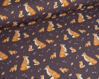 Cotton Jersey Fabric, Fox Print Fabric, Autumn Fabric, Fabric For Dress Making, Animal Fabric