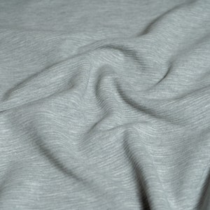 Grey Melange Plain Ribbed Jersey, Stretch Knit Fabric
