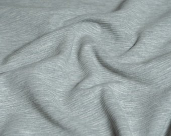 Grey Melange Plain Ribbed Jersey, Stretch Knit Fabric