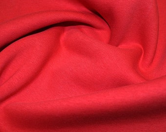 Fleece Backed Sweatshirt Fabric, Plain Red Heavy Jersey