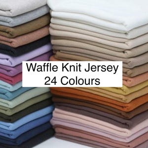 Waffle Jersey Fabric, 300gsm, 24 x Plain Colours, 100% Cotton, Solid Waffle Jersey