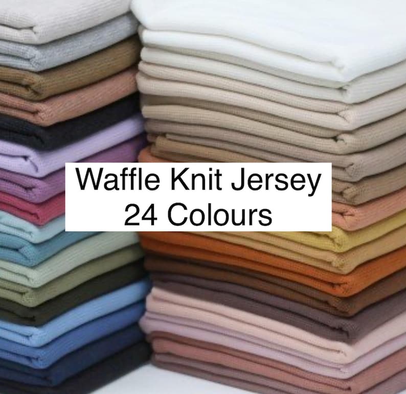 Waffle Jersey Fabric, 300gsm, 24 x Plain Colours, 100% Cotton, Solid Waffle Jersey image 1