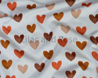 Cotton Jersey Fabric, Neutral Hearts Jersey, Valentines Fabric, Stretch Fabrics, Heart Fabric