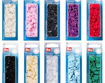 Prym Colour Snaps 12.4mm Diameter Round Non-Sew Snap Fasteners 30 Pack