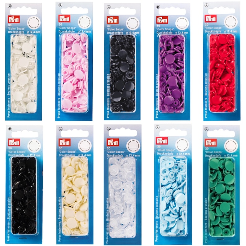 Color Snap Kit Prym Colour Snaps 12.4mm Diameter Round Non-sew Snap Fasteners 30 Pack ...