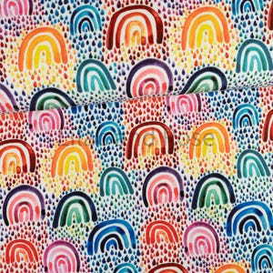 Softshell Fabric Kids Prints, Waterproof Fabric, Bright Fabric, Fabric for Jackets, Water Resistant Fabric, Rainbow Print Fabric