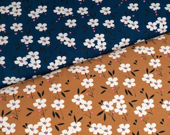 Soirée Jersey by Dashwood Studios, Premium Cotton Jersey, Spring in Navy and Gold Floral Fabric