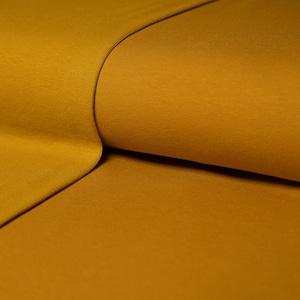Plain Ochre Cotton Jersey, Solid Stretch Knit Fabric, 220gsm