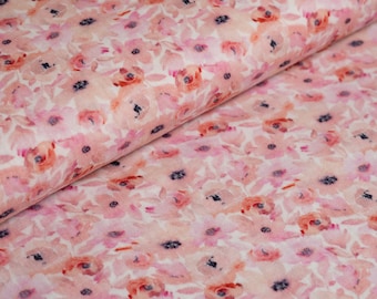Double Gauze Fabric, Pink Flowers, 100% Cotton Muslin