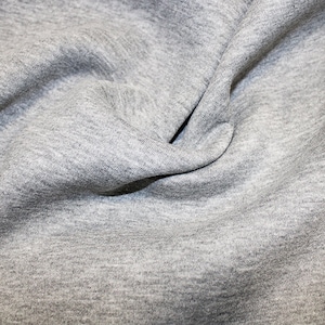 Fleece Backed Sweatshirt Fabric, Plain Light Grey Heavy Jersey