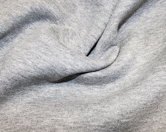 Fleece Backed Sweatshirt Fabric, Plain Light Grey Heavy Jersey