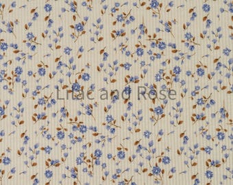 Fine Rib Knit Jersey Fabric, Blue Flowers Jersey Fabric, Pretty Fabrics, Dressmaking Fabric, Floral Rib Jersey
