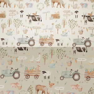 Cotton Jersey Fabric, Farm Print Fabric, Easter Jersey Fabric, Stretch Fabrics
