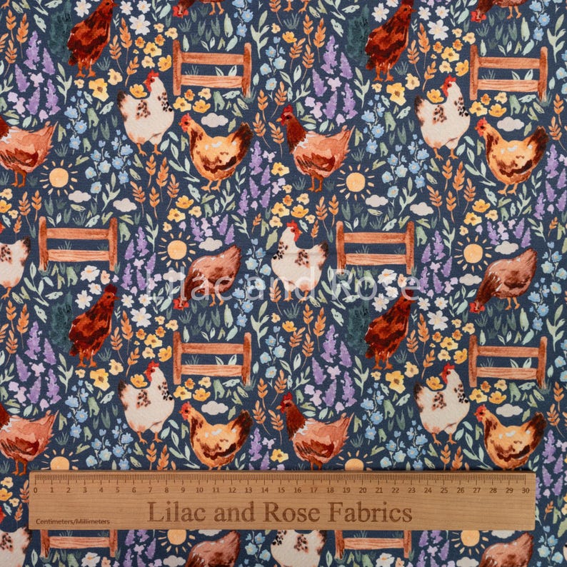 Cotton Jersey Fabric, Farm Animal Fabrics, Chickens Jersey Fabric ...