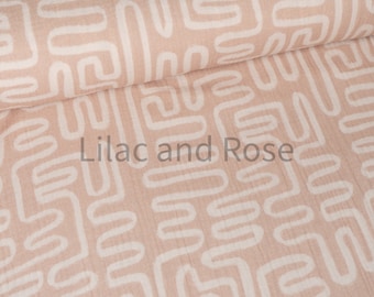 Double Gauze Fabric, Neutral Squiggles Cotton Gauze, 100% Cotton Muslin, Summer Dressmaking Fabric