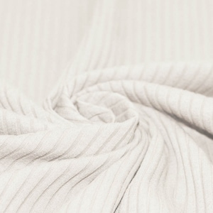 Ecru Wide Drop Needle Rib Jersey, Plain Ribbed Jersey