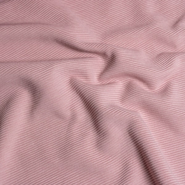 Dusty Pink Plain Ribbed Jersey, Stretch Knit Fabric