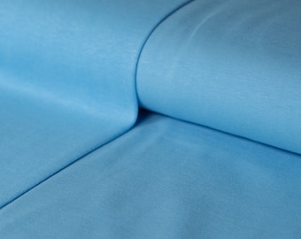 Plain Light Blue Jersey Ribbing, Solid Stretch Knit Fabric for Cuffs and Bands