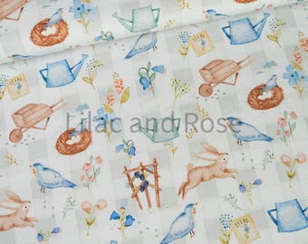 Cotton Jersey Fabric, Bird Fabric, Fabric With Animals, Gingham Fabric, Floral Jersey Fabric, Patterned Jersey
