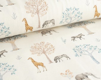 Cotton Jersey Fabric, Mini Safari Animals, Stretch Knit Fabric, Dressmaking Fabric