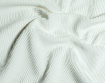 Ecru Plain Ribbed Jersey, Stretch Knit Fabric
