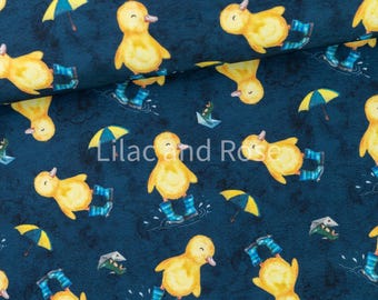 Softshell Fabric, Ducks Fabric, Navy Blue Softshell, Fabric for Jackets, Water Resistant Fabric, Printed Softshell