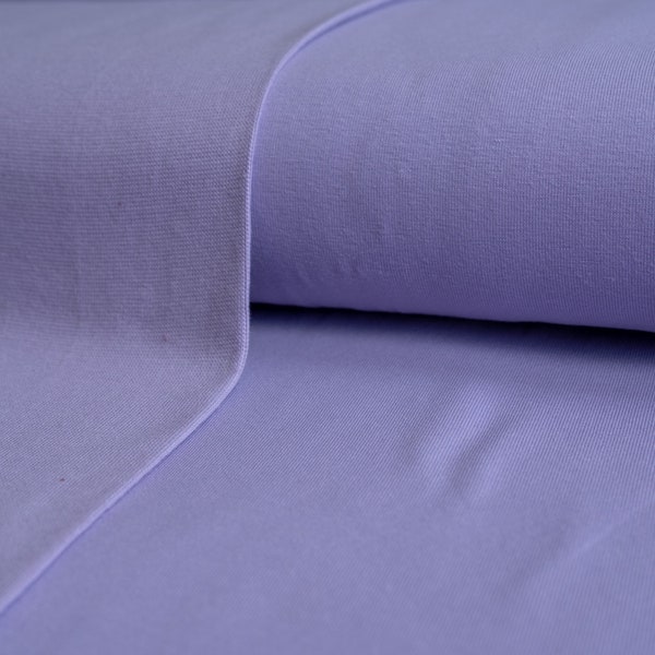 Plain Lilac Cotton Jersey, Solid Stretch Knit Fabric, 220gsm