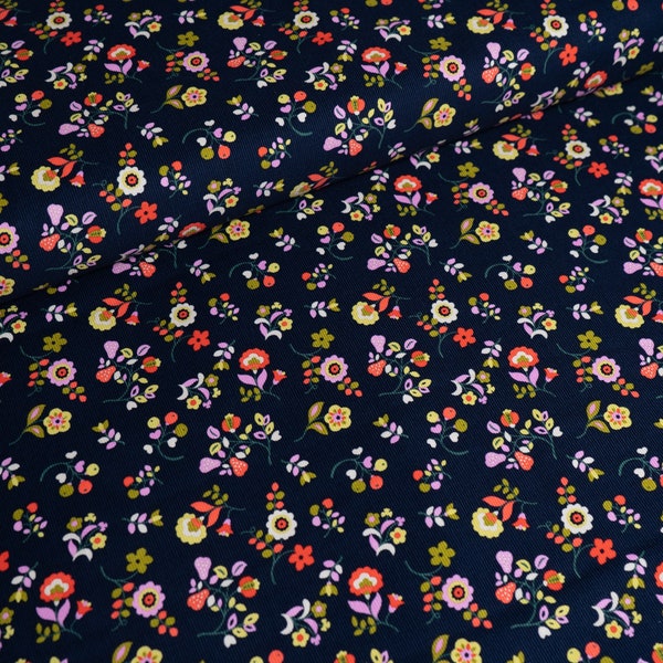 21 Wale 100% Premium Cotton, Kaleidoscope Floral by Dashwood Studio, Dressmaking Needlecord, Babycord Fabric