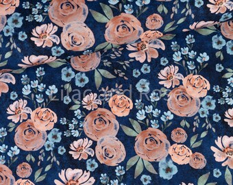 French Terry Fabric, Pink Floral Fabric, Floral Jersey Fabric, Stretch Knit Fabric, Looped Back Jersey