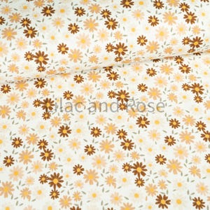 Fine Rib Knit Jersey Fabric, Sunflowers Jersey Fabric, Neutral Rib Jersey, Dressmaking Fabric, Floral Rib Jersey