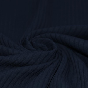 Navy Wide Drop Needle Rib Jersey, Plain Rib Knit Jersey