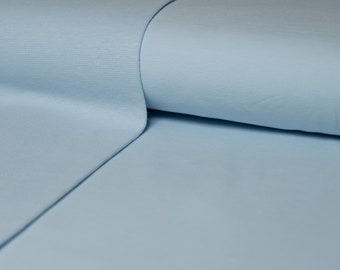 Plain Baby Blue Jersey Ribbing, Solid Stretch Knit Fabric for Cuffs and Bands