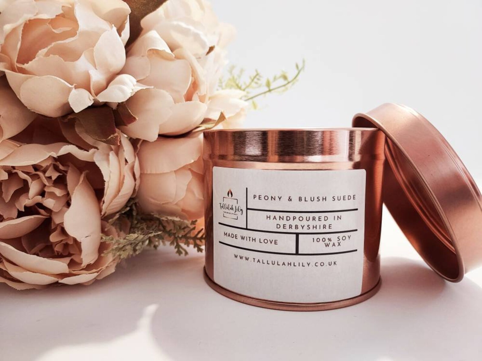 Rose Gold Tin 200g Soy Wax candle Rose Gold Candle Wood Etsy