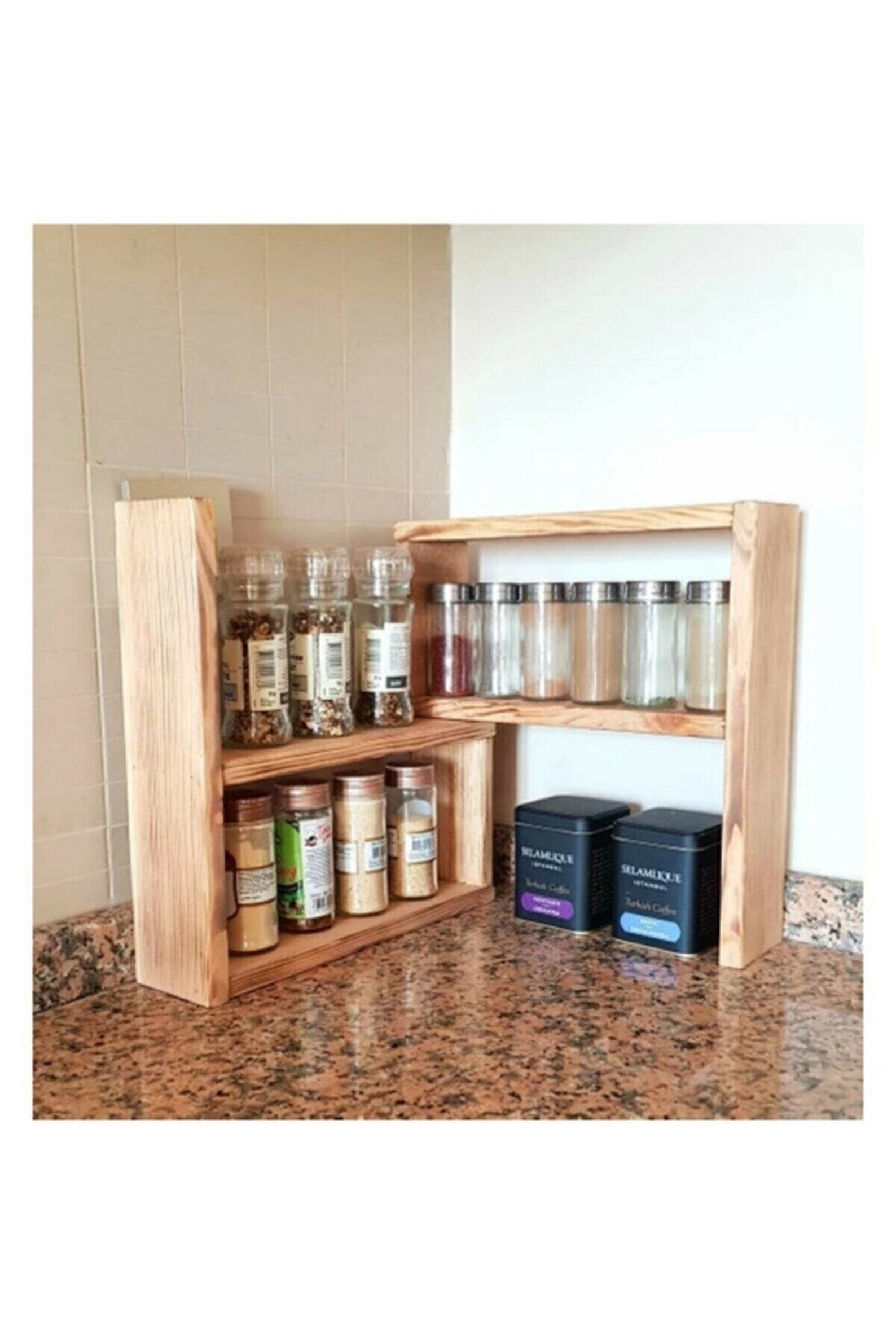 Wooden Decorative Solid Kitchen Countertop Shelf Etsy