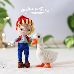 DIY Crochet Nils Holgersson and Morten Goose Amigurumi Pattern PDF