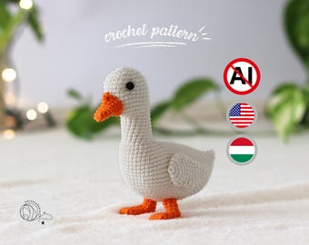 Crochet goose pattern, DIY farm animal amigurumi pattern