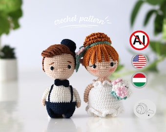 DIY Bride & Groom Amigurumi Crochet Pattern: Wedding Gift Idea for Couples, Anniversary Heirloom Tutorial