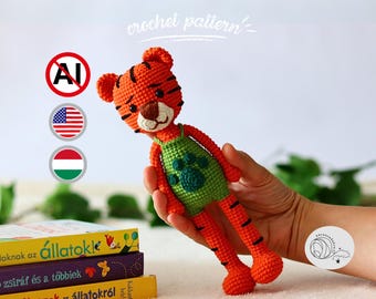 Toby the tiger – Crochet tiger pattern (PDF), amigurumi tutorial