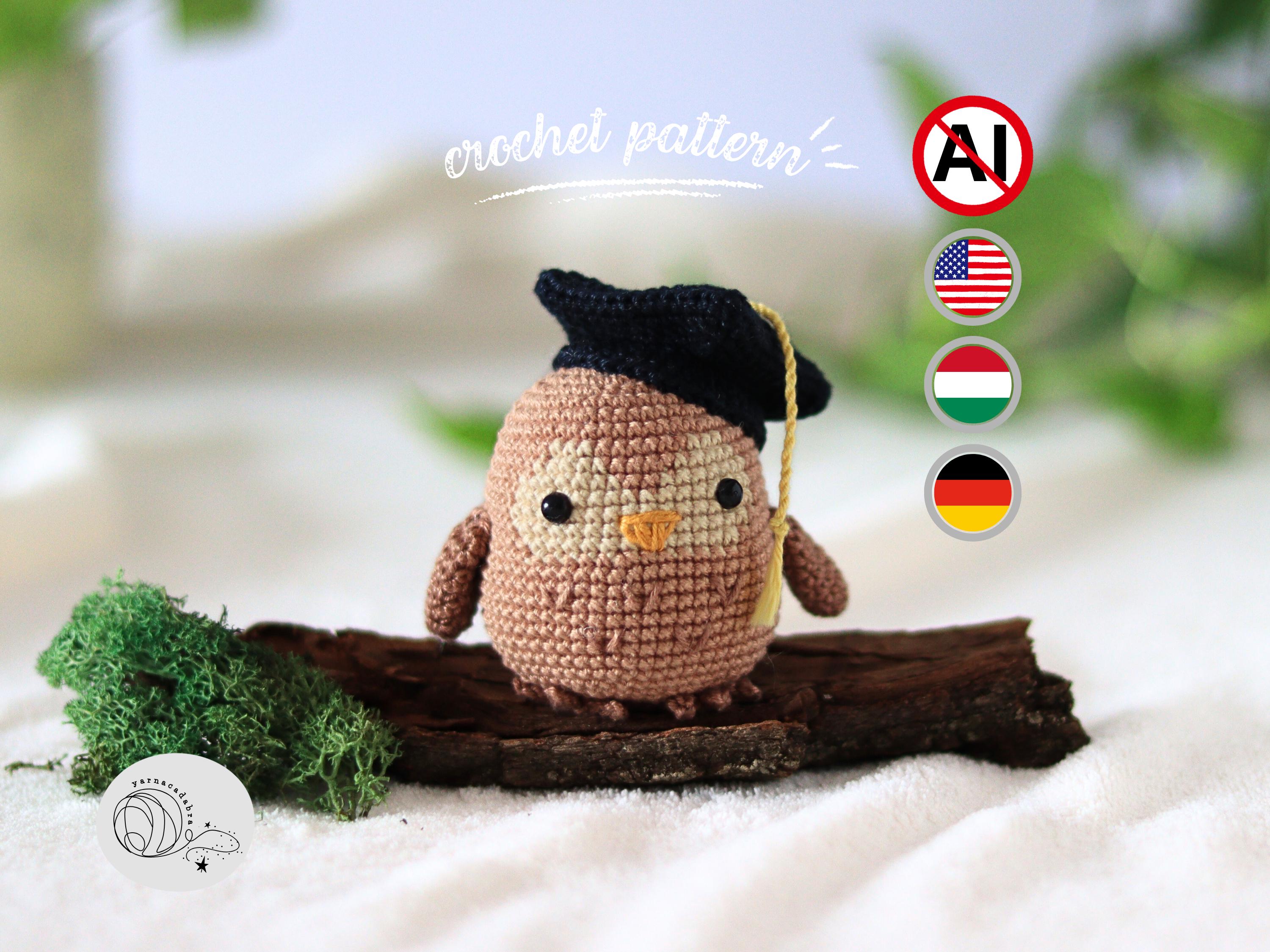 Anatra All'uncinetto Fatta A Mano Con Cappello Da Laurea - Peluche Portafortuna, Regalo Per Laureati (giallo, 7,5 Cm) - 2