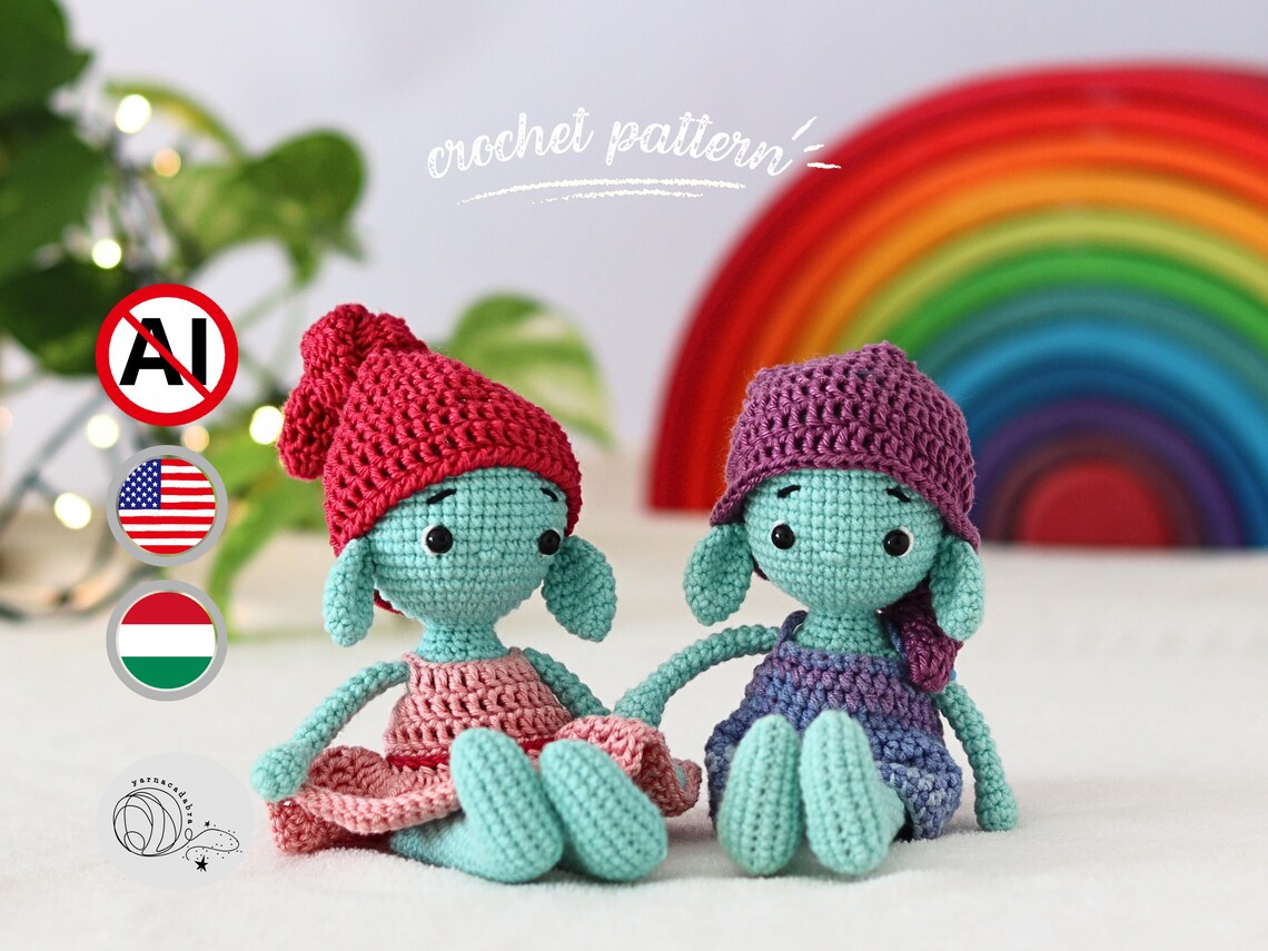 Lucy and Louie Crochet Elf Amigurumi Pattern DIY Pocket Toy - Etsy