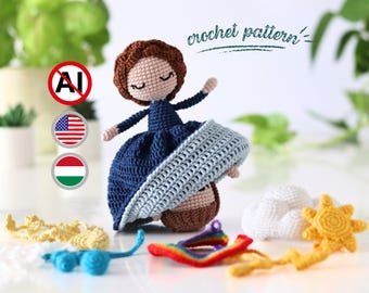 Muñeca amigurumi reversible del clima a crochet: patrón de crochet DIY para un juguete de tormenta, amanecer, arcoíris y nubes