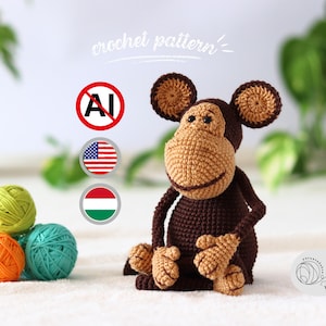 Amigurumi Monkey Crochet Pattern PDF in English and Hungarian DIY