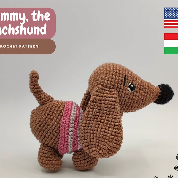 Crochet Dachshund Dog Pattern, Amigurumi Dog Pattern, Puppy Crochet Dog, crochet tutorial