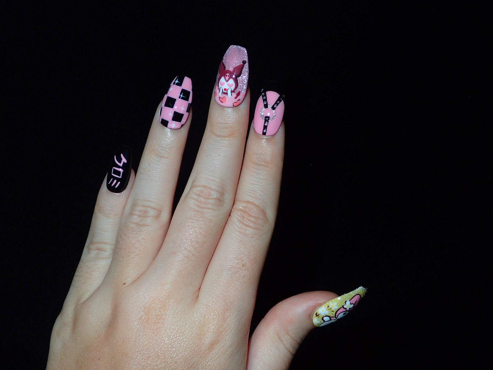2. Cute and Easy Kuromi Nail Design - wide 2