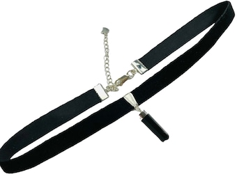 Black choker for her/Black tourmaline choker for her/ Black velvet choker